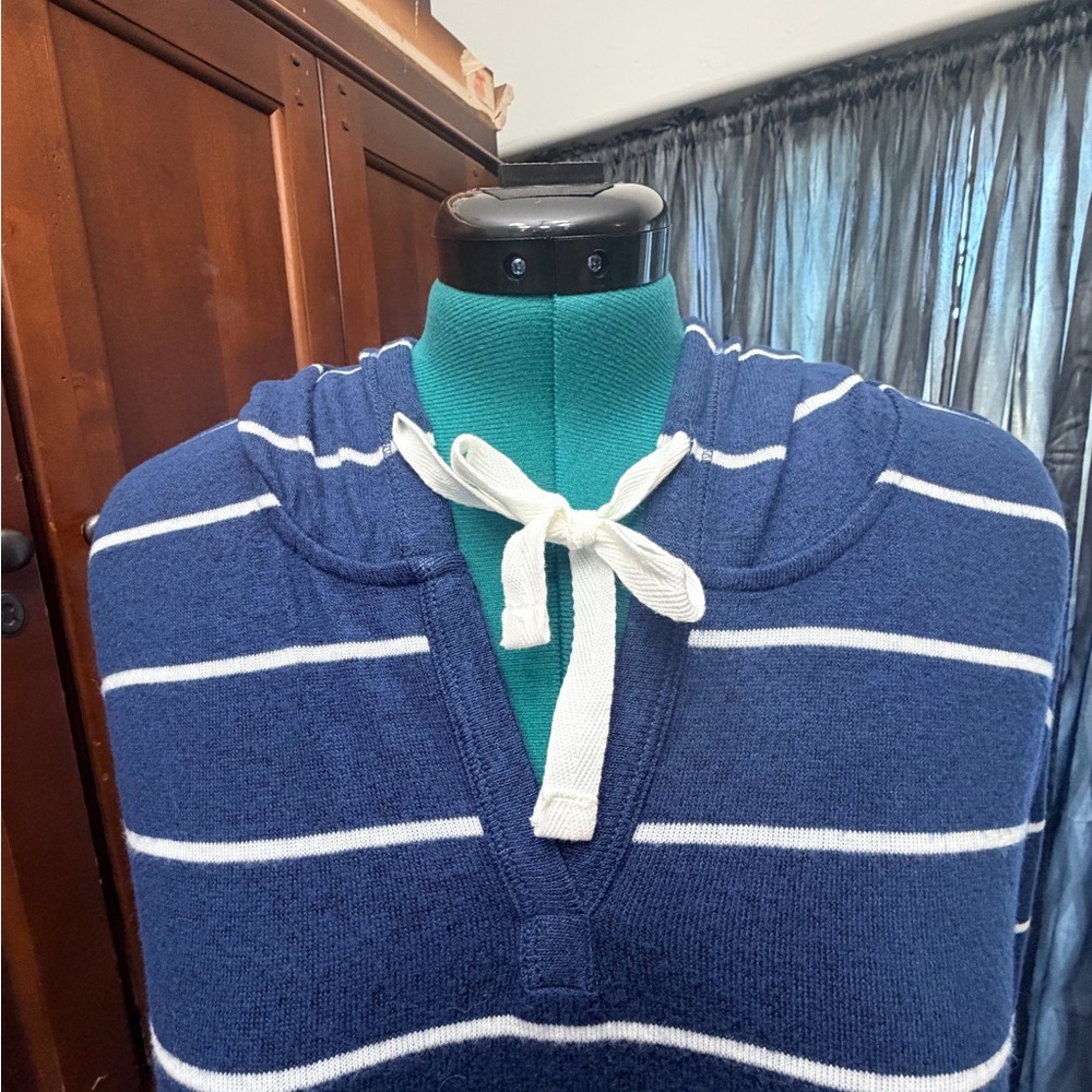 Market & Spruce V-Neck Sweater in Navy and White